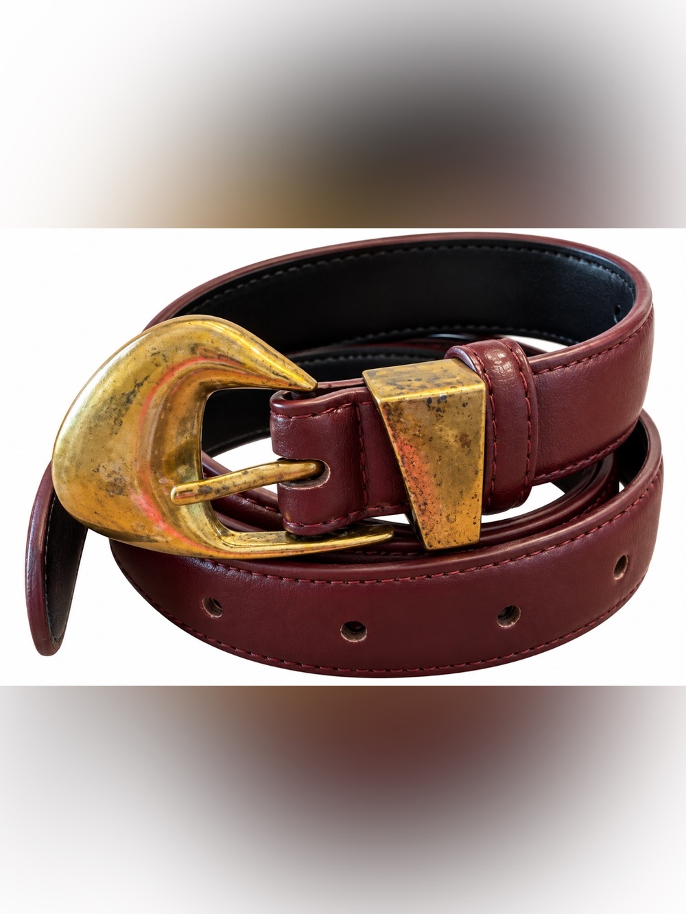 8 Other Reasons Harper Belt Burgundy Gold Buckle Belt Size 1XL/2XL NWT